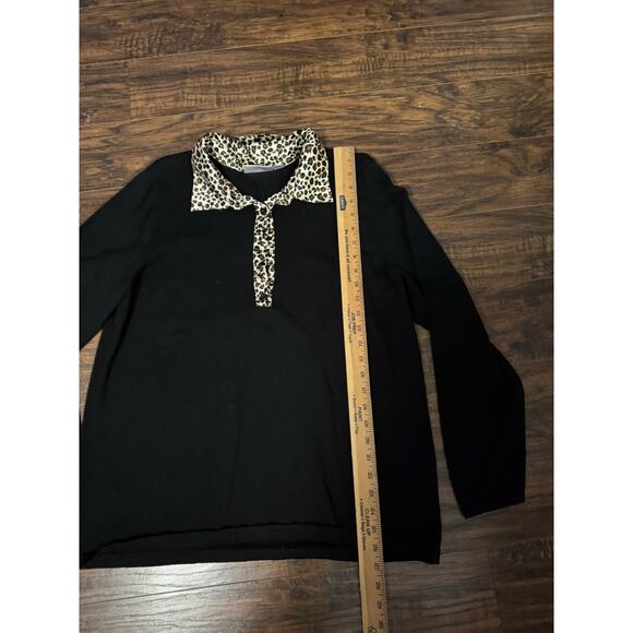 Quacker Factory Sweater Blouse Womens Animal Print Stretch Pullover Cotton XL - Picture 5 of 7